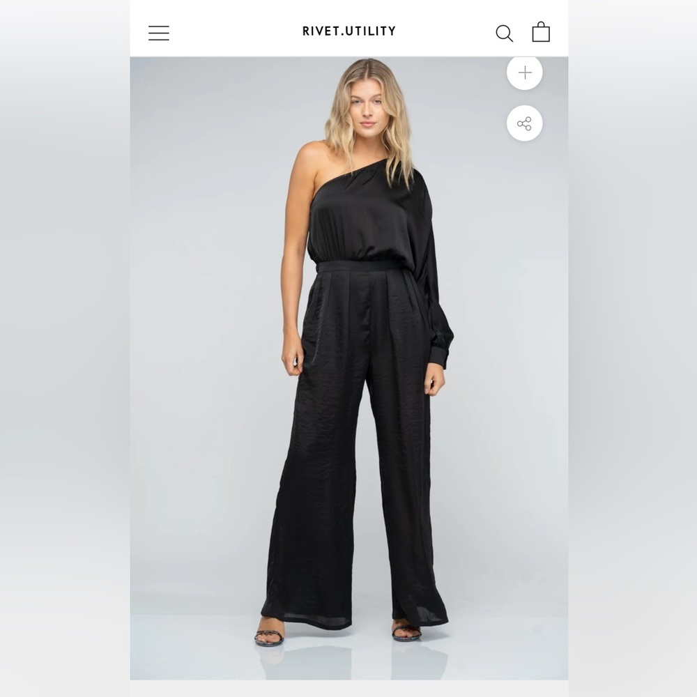 Rivet Utility satin one shoulder jumpsuit